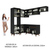 Cocina Integral Esquinera 392cm Negro Reims Madesa 03