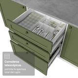 Cocina Integral Esquinera 399 cm Blanco/Verde Vik Madesa 01