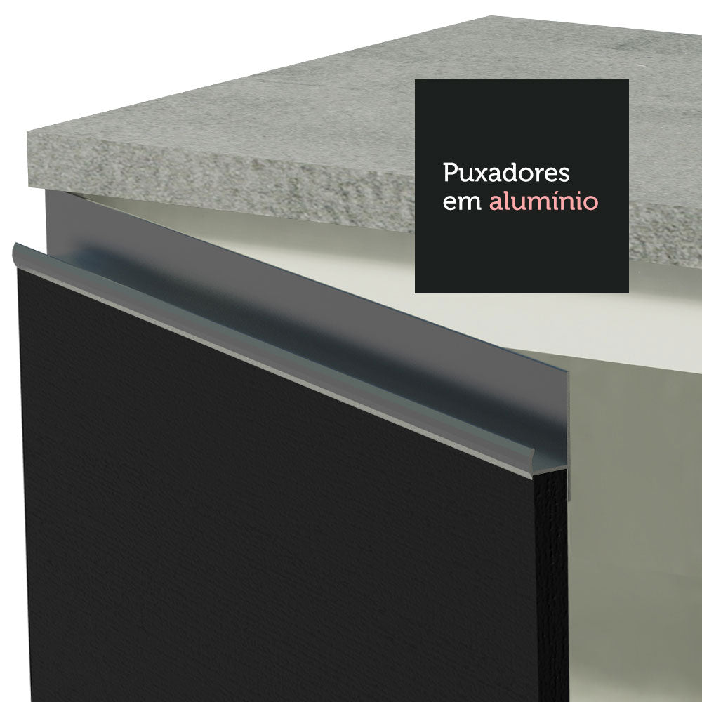 Isla de Cocina 120 cm 2 Puertas 3 Cajones Sin Encimera Blanco/Negro Glamy Madesa