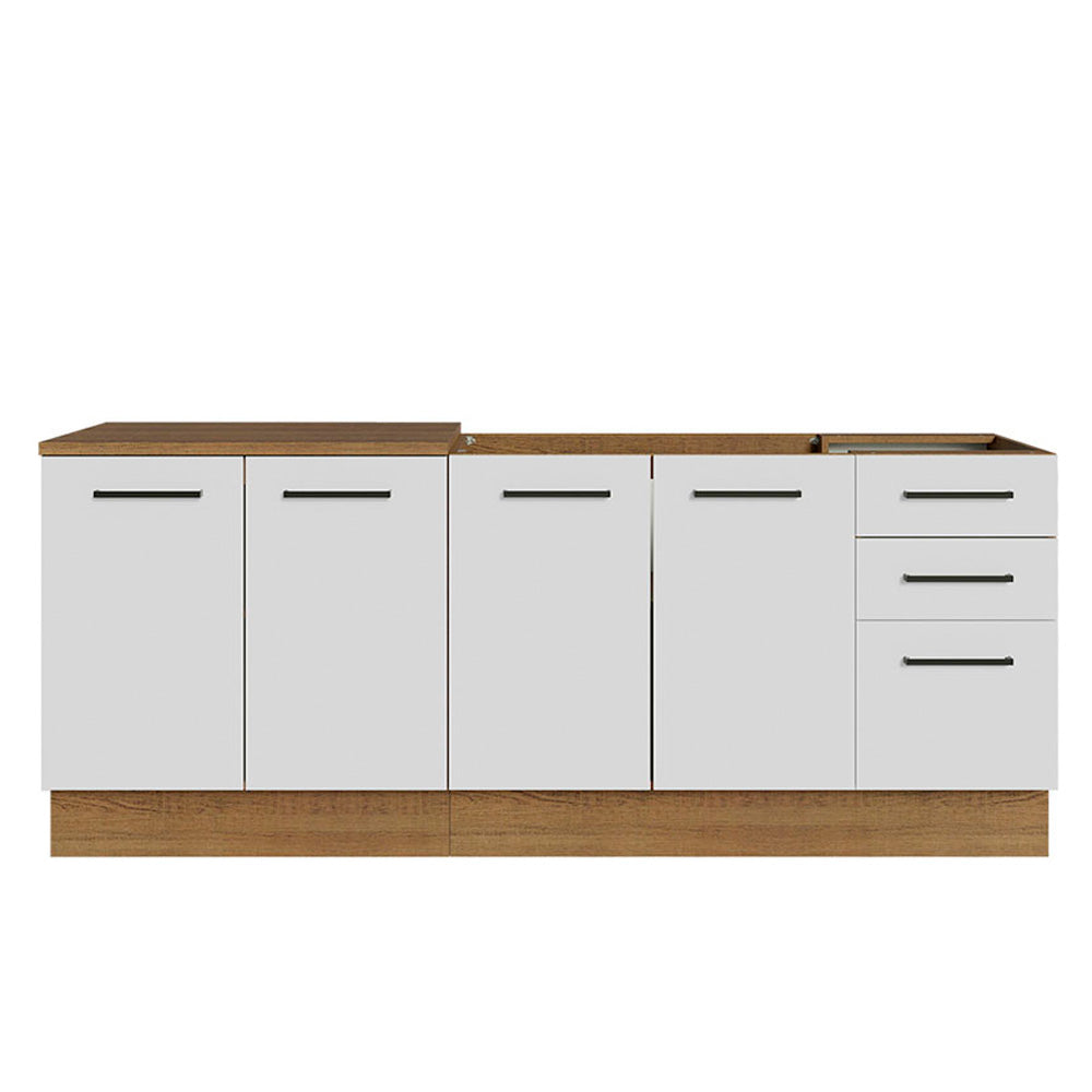 Kit con 2 Muebles de Cocina 3 Cajones y 4 Puertas (Sin Encimera Ni Fregadero) Marrón/Blanco Agata 01