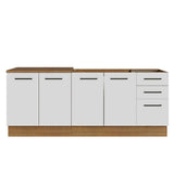 Kit con 2 Muebles de Cocina 3 Cajones y 4 Puertas (Sin Encimera Ni Fregadero) Marrón/Blanco Agata 01