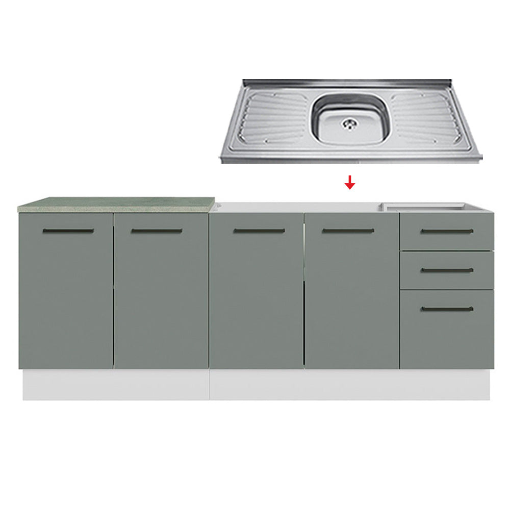 Kit 2 Gabinetes Bajos de Cocina 200 cm Blanco/Gris Agata Madesa