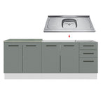Kit 2 Gabinetes Bajos de Cocina 200 cm Blanco/Gris Agata Madesa