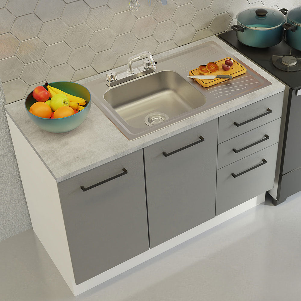 Cocina Compacta 240 cm Blanco/Gris Agata Madesa
