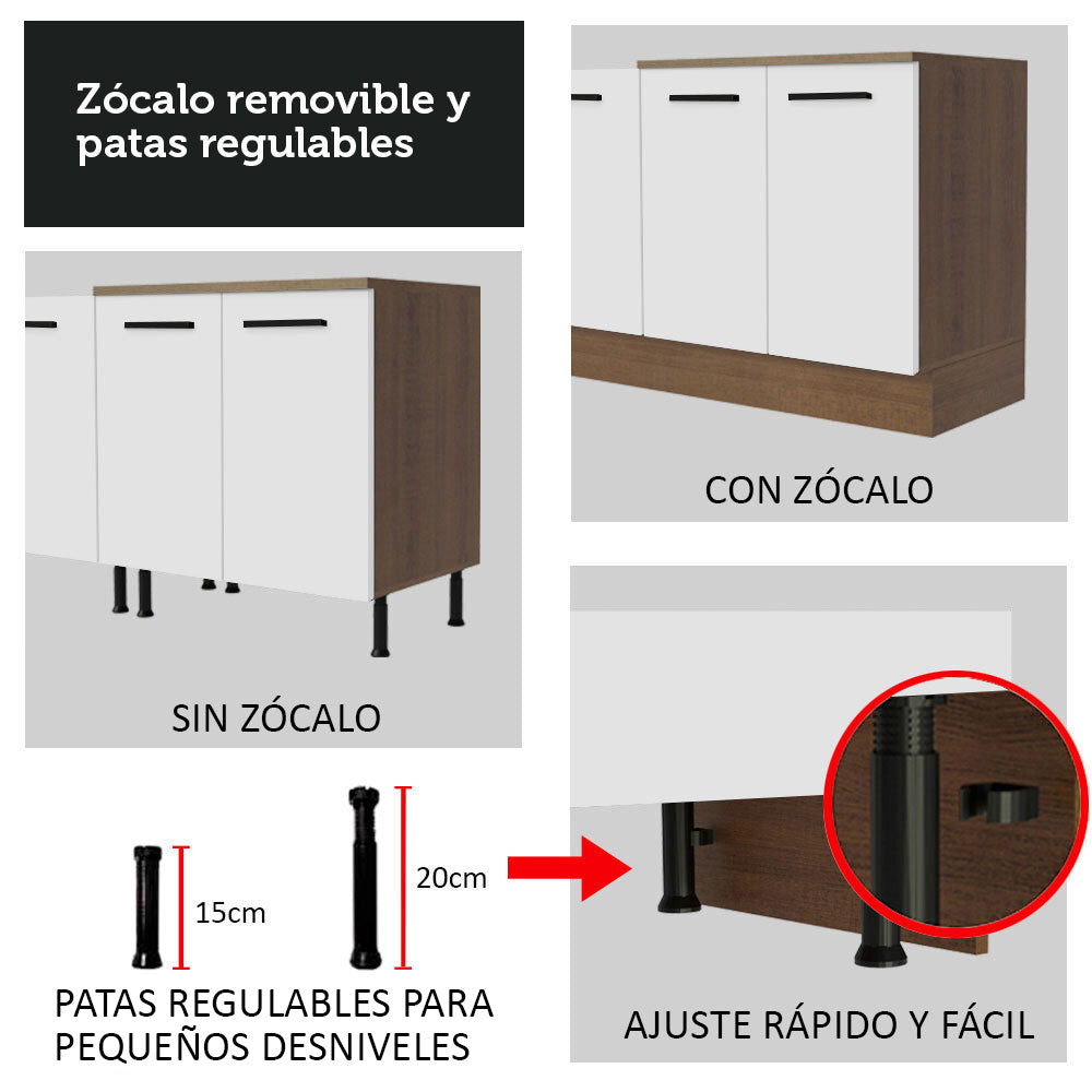 Cocina Integral 250 cm Con Mueble para Horno Marrón/Blanco Agata Madesa