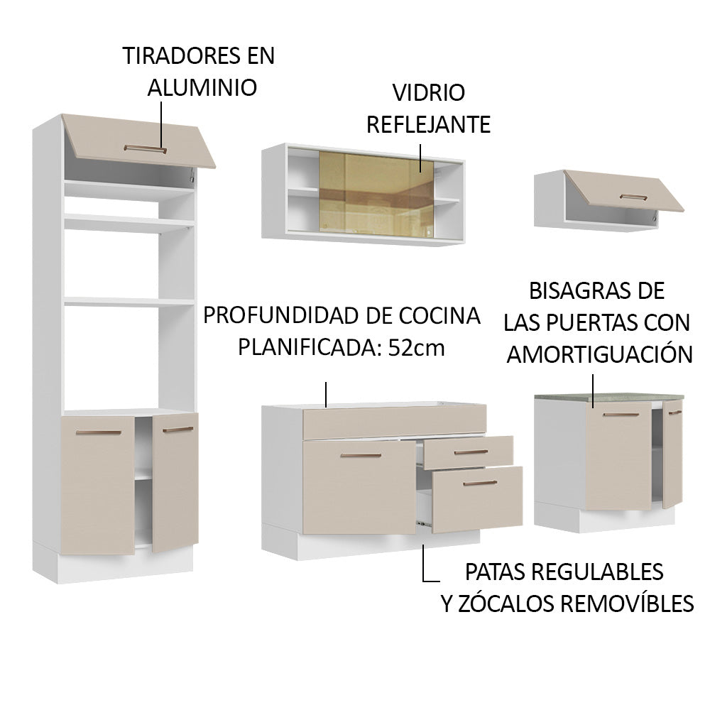 Cocina Integral 270cm Blanco/Crema Agata 03