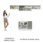 Cocina Integral 280 x 52 cm 5 Puertas 3 Cajones Blanco/Gris Agata Madesa 03