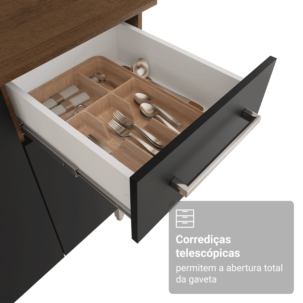 Cocina Compacta 220 cm Marrón/Negro Deli Madesa