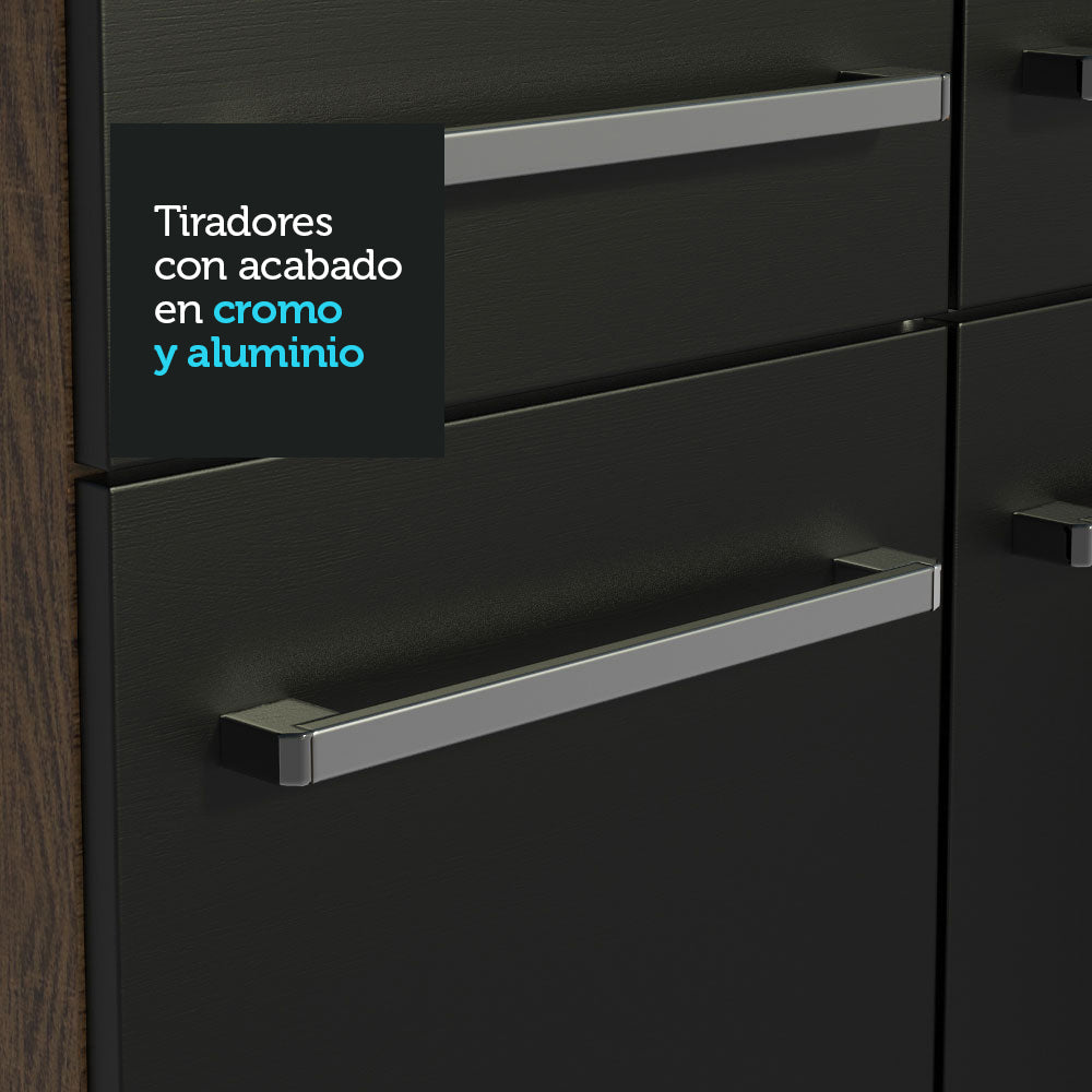 Cocina Compacta 169cm Marrón/Negro Emilly Dance 07