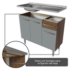 Cocina Compacta 229 cm 9 Puertas 1 Cajón Con Fregadero Marrón/Gris Emilly Madesa 10