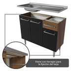 Cocina Integral 293 cm Con Fregadero Marrón/Negro Emilly Madesa