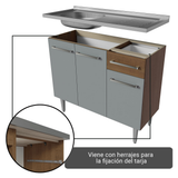 Cocina Integral 293cm con Fregadero Marrón/Gris Emilly 09
