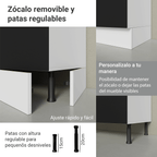 Kit Gabinete Bajo 2 Puertas y Vitrina 70 cm Blanco/Negro Glamy Madesa