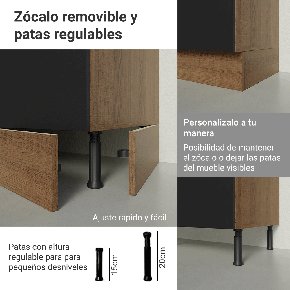 Kit Gabinete + Vitrina 70 cm Marrón/Negro Glamy 02