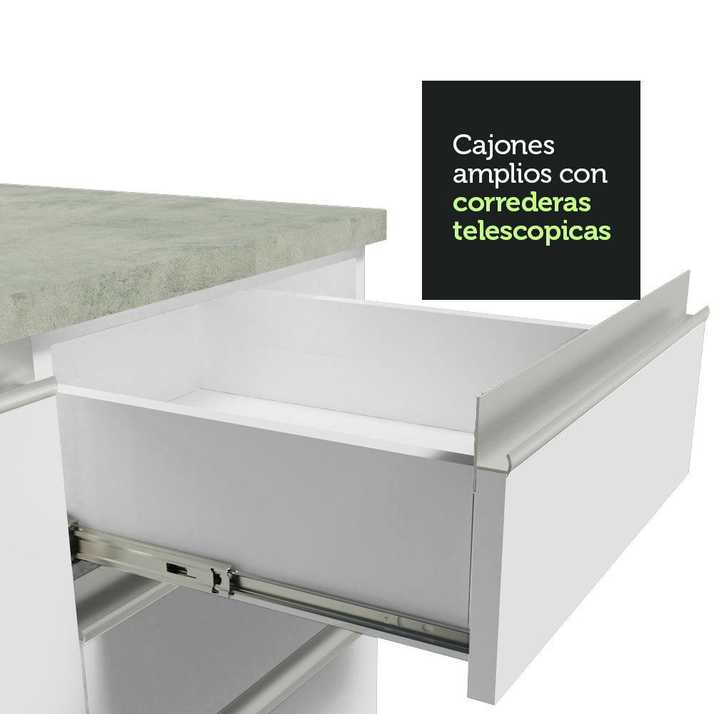 Cocina Compacta 120cm con Fregadero Blanco Glamy 09