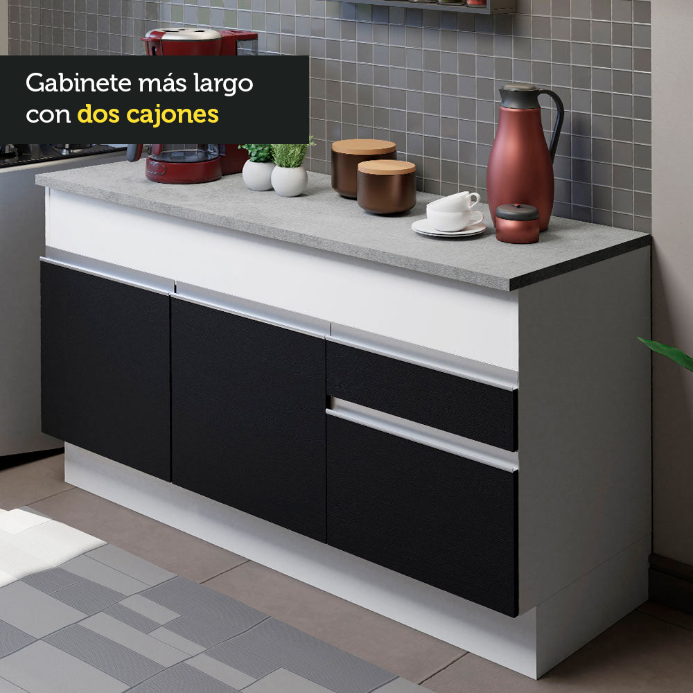 Cocina Compacta 150 cm Blanco/Negro Glamy Madesa