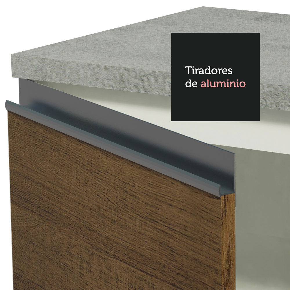 Cocina Compacta 160cm con Fregadero Blanco/Marrón Glamy 03