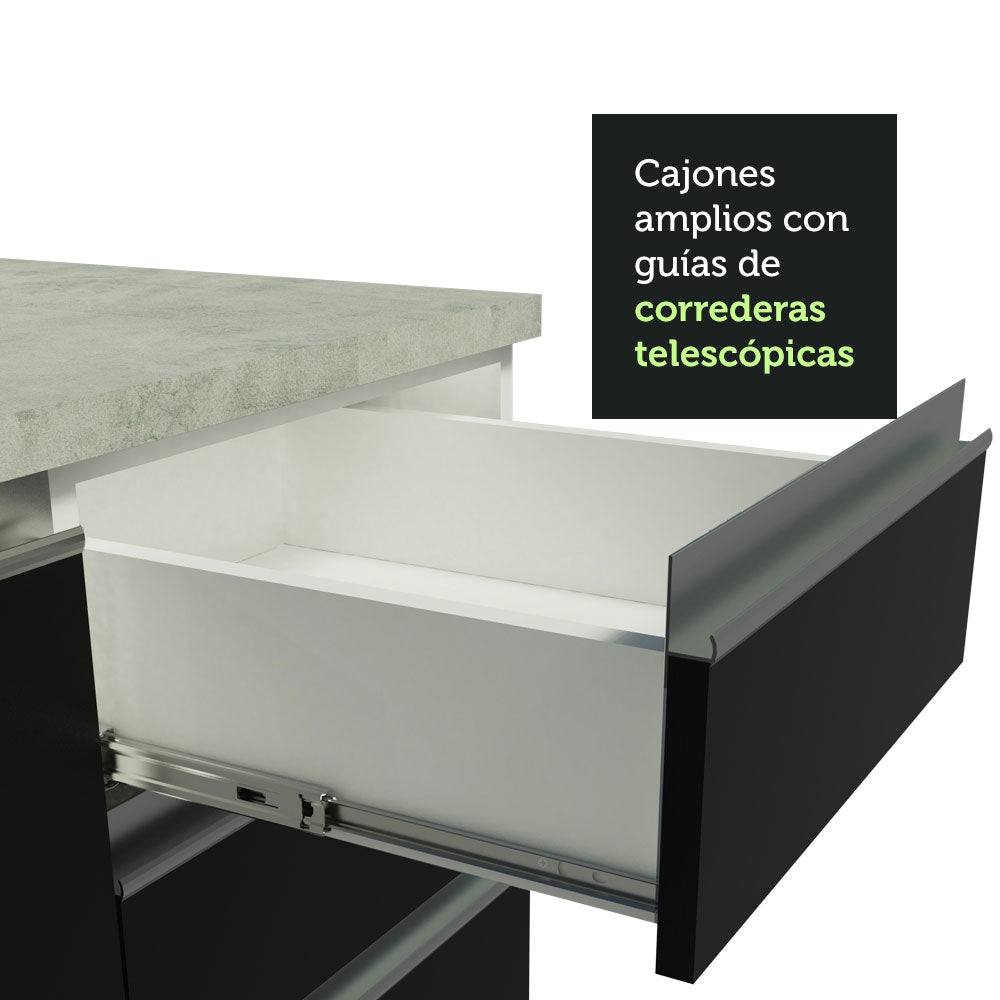 Cocina Compacta 180 cm Blanco/Negro Glamy Madesa