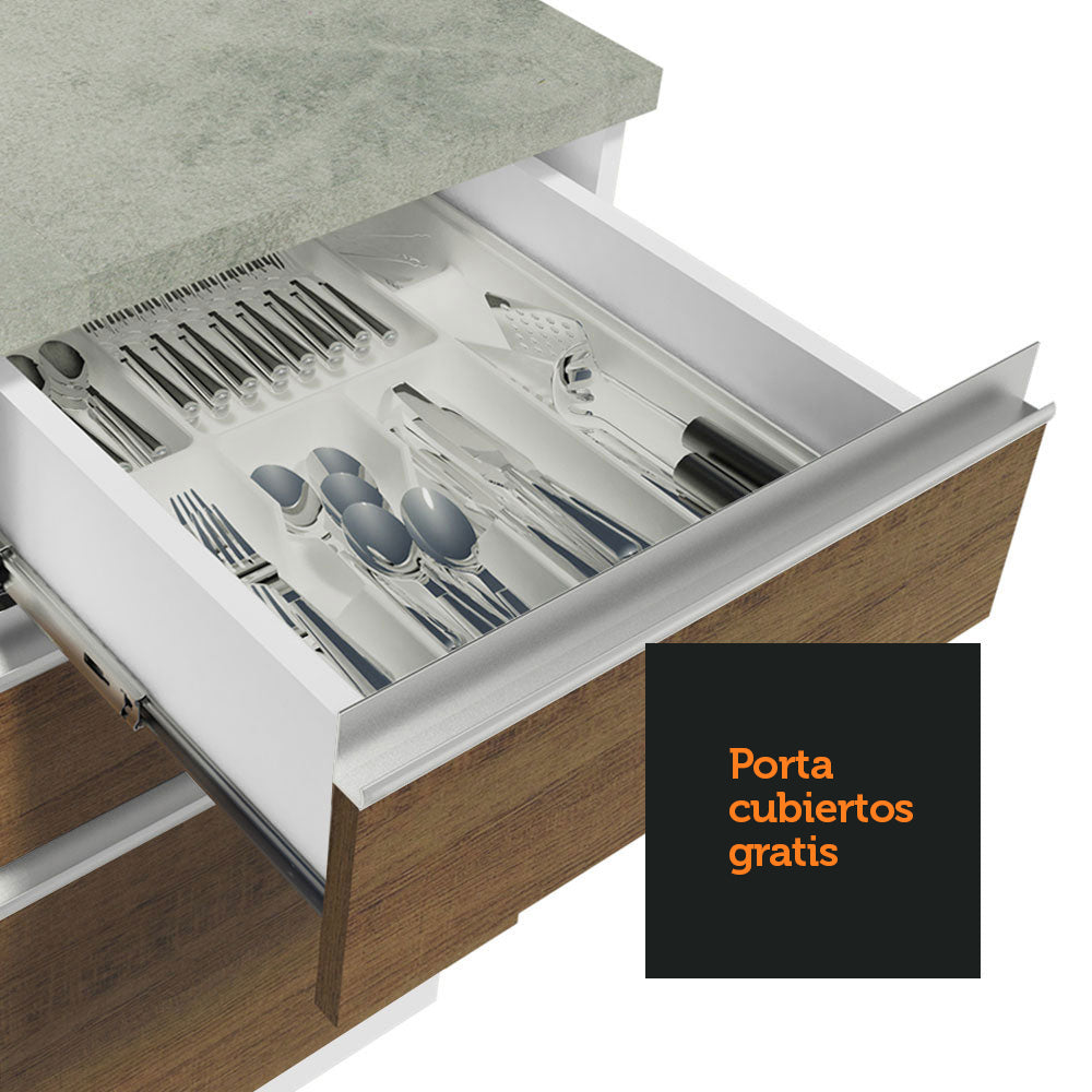 Cocina Integral 190cm Blanco/Marrón/Blanco Glamy 04