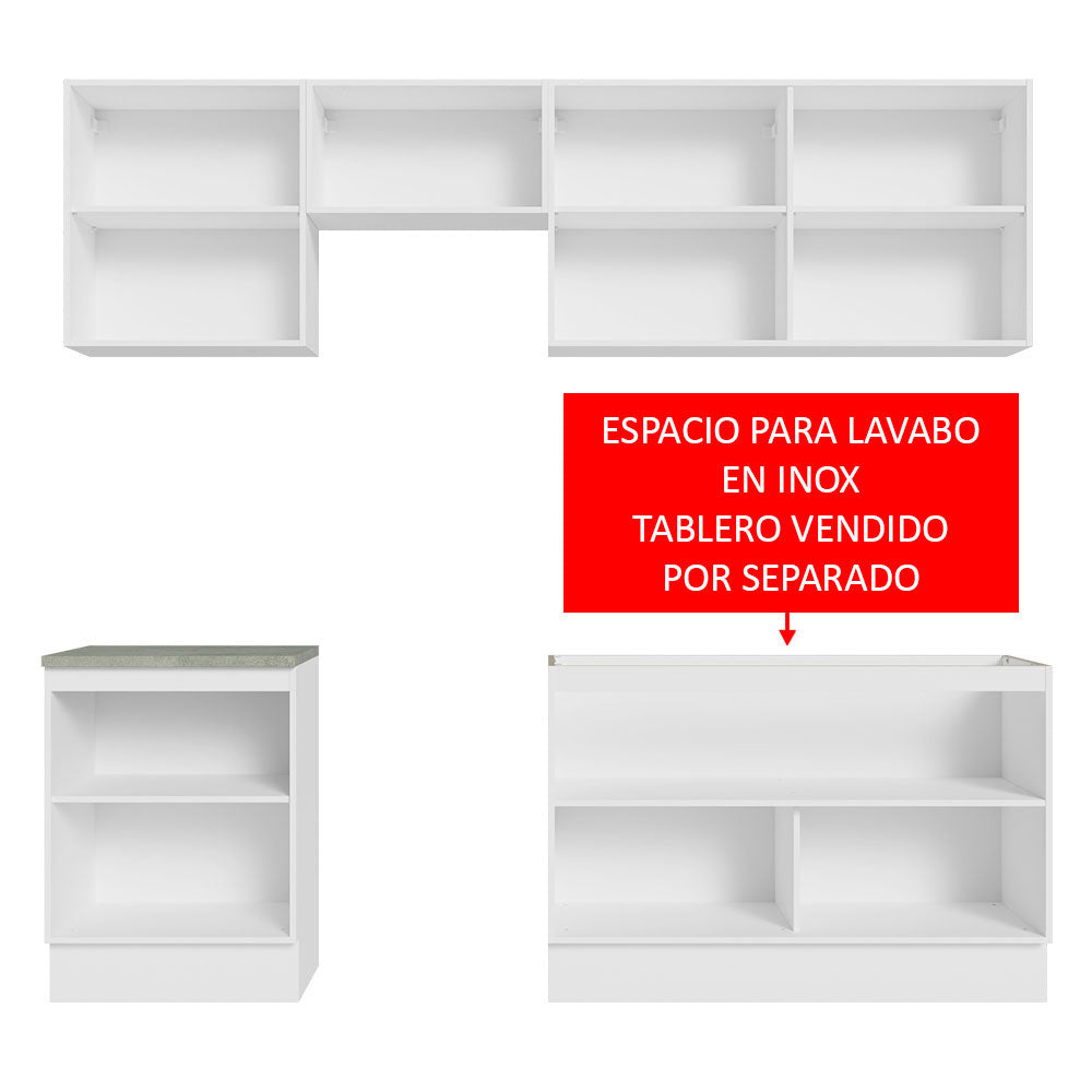 Cocina Integral 240cm Blanco Glamy 09