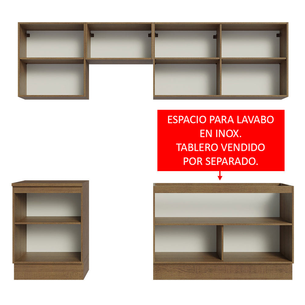 Cocina Integral 240cm Marrón/Blanco Glamy 09