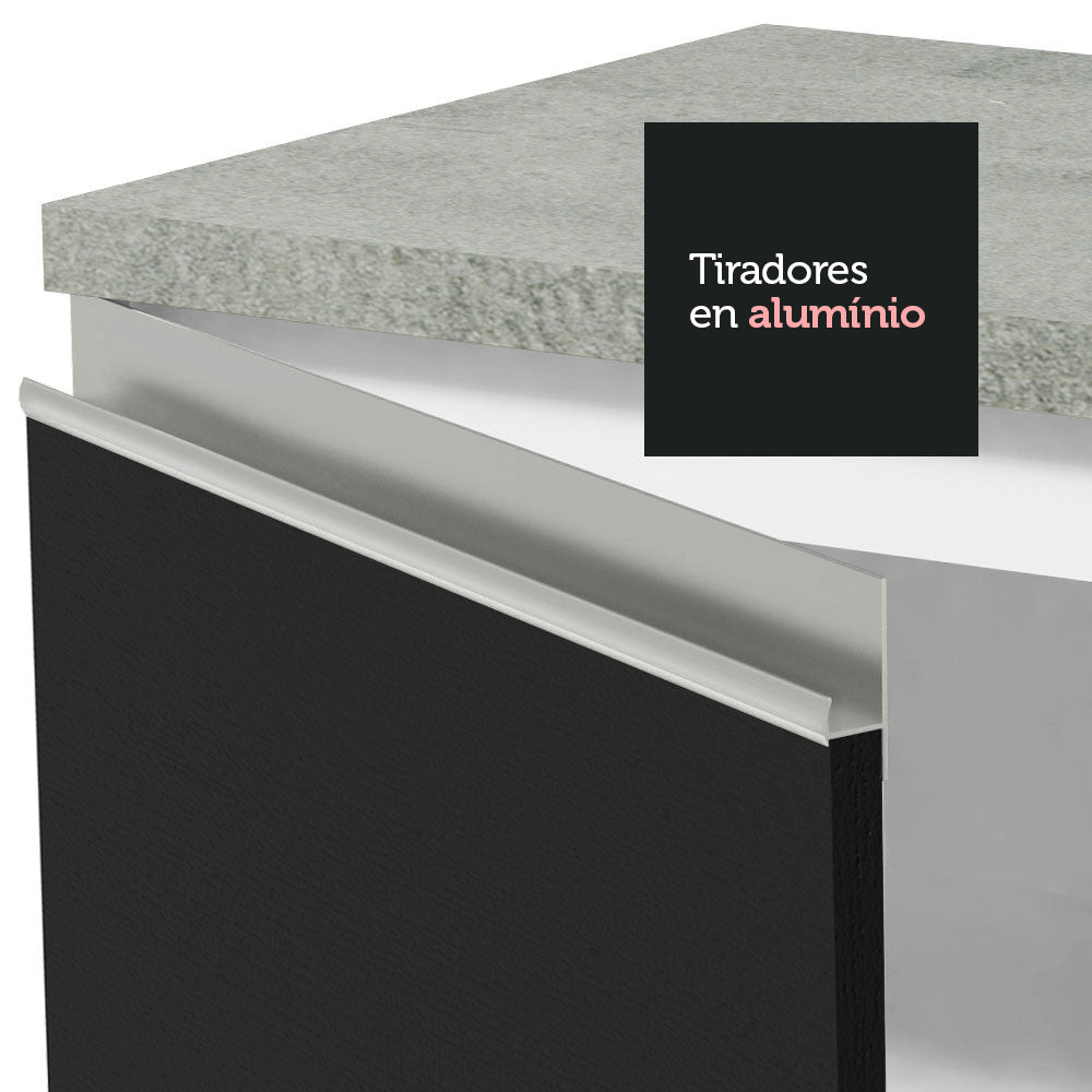 Cocina Integral 240cm Blanco/Negro Glamy 09