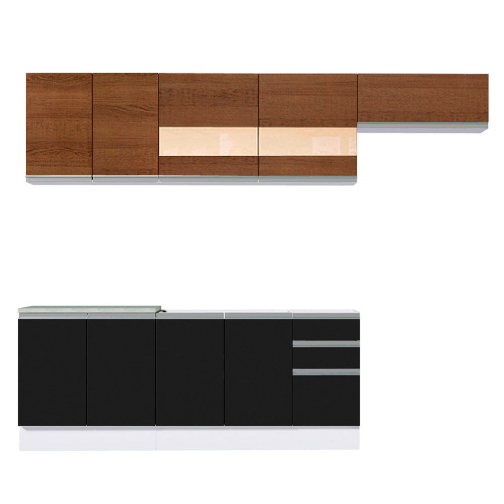 Cocina Integral 280 cm Blanco/Negro/Marrón Glamy Madesa