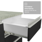 Cocina Integral 340 cm Con Vitrina y Mueble para Horno Blanco/Negro Glamy Madesa