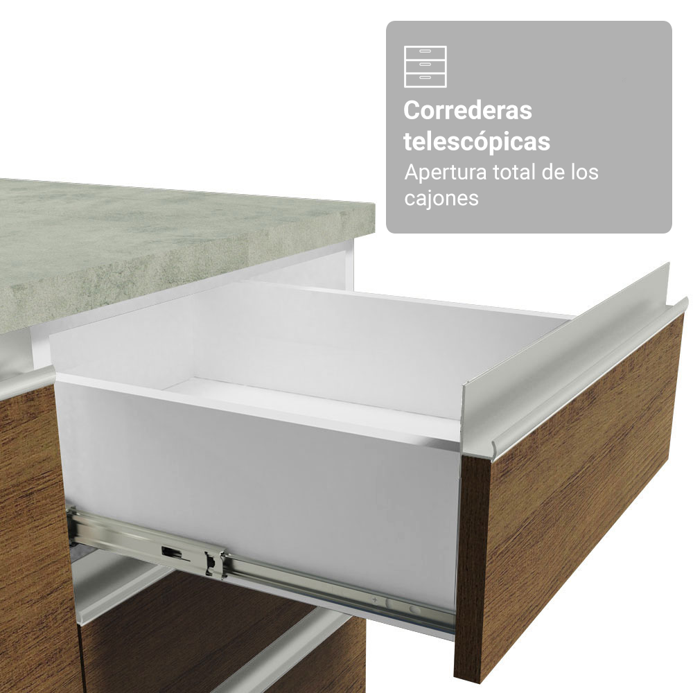 Cocina Integral 340cm Blanco/Marrón Glamy 01