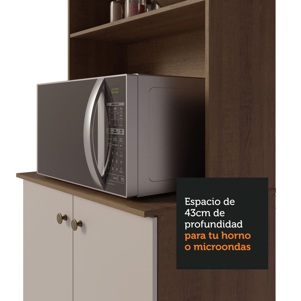Cocina Compacta 235 cm Con Mueble para Horno Marrón/Crema Gourmet Madesa