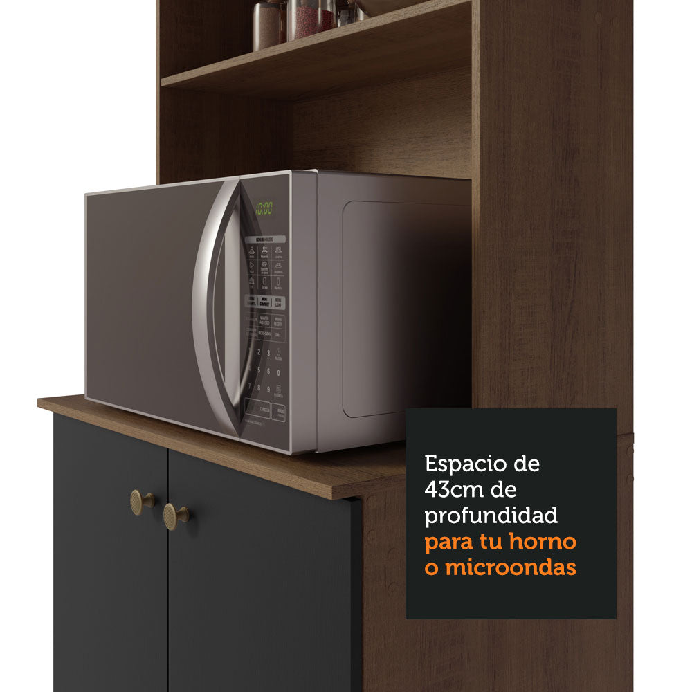 Cocina Compacta 235cm Marrón/Negro Gourmet 02