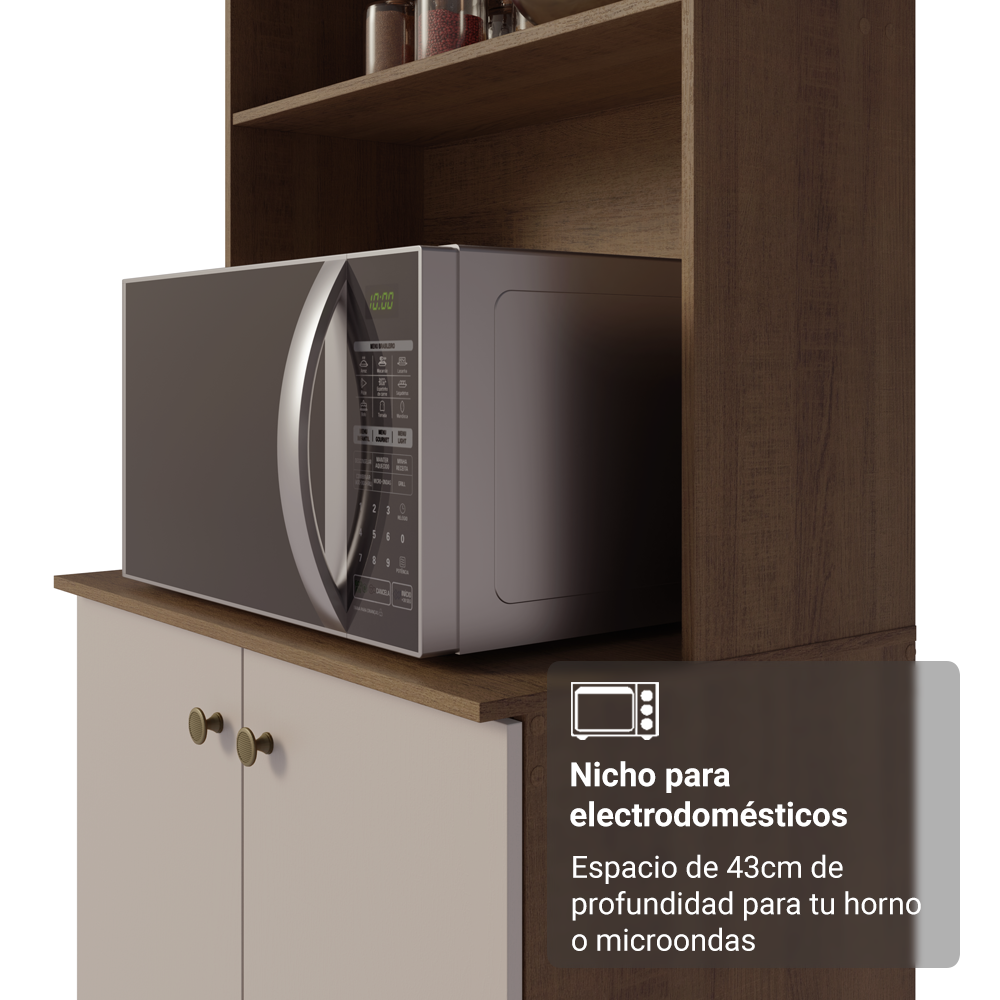 Cocina Integral 235cm Marrón/Crema Gourmet Madesa 03