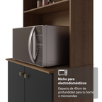 Cocina Compacta 235 cm Con Mueble para Horno Marrón/Negro Gourmet Madesa