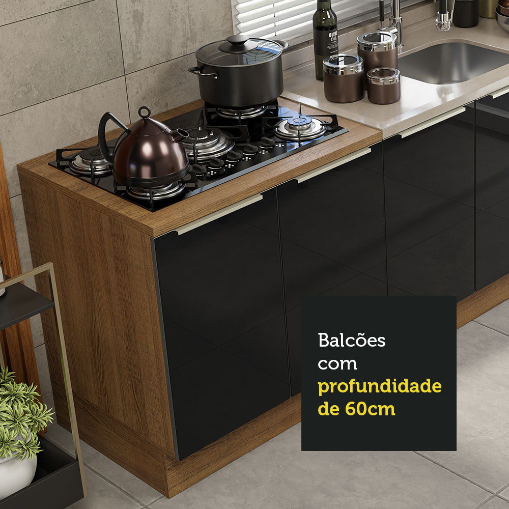 Kit con 2 Gabinetes de Cocina Lux 4 Puertas 3 Cajones (Sin Encimera y Tarja) Marrón/Negro