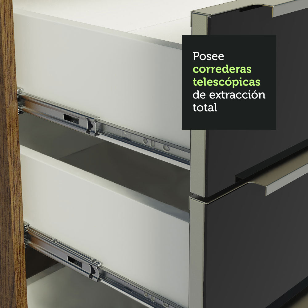 Cocina Integral 240cm Marrón/Negro Lux 03