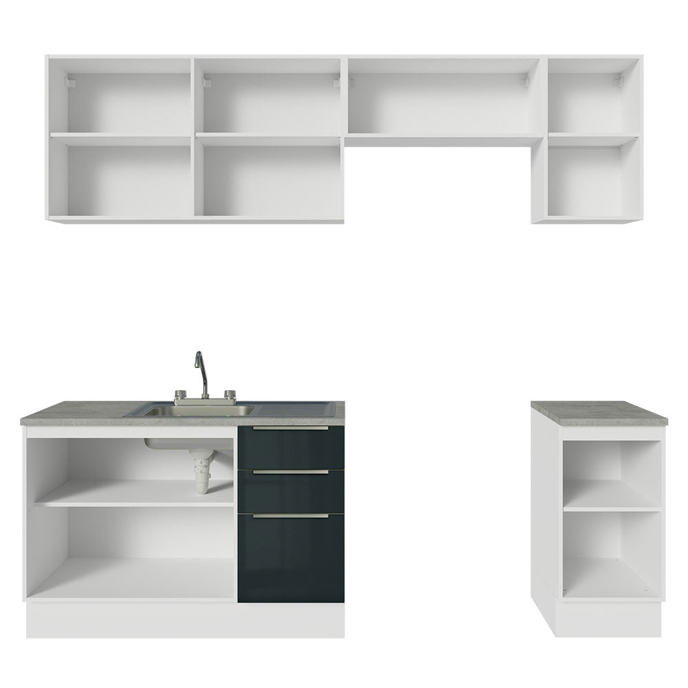 Cocina Integral con Accesorios 240cm Lux Blanco/Negro