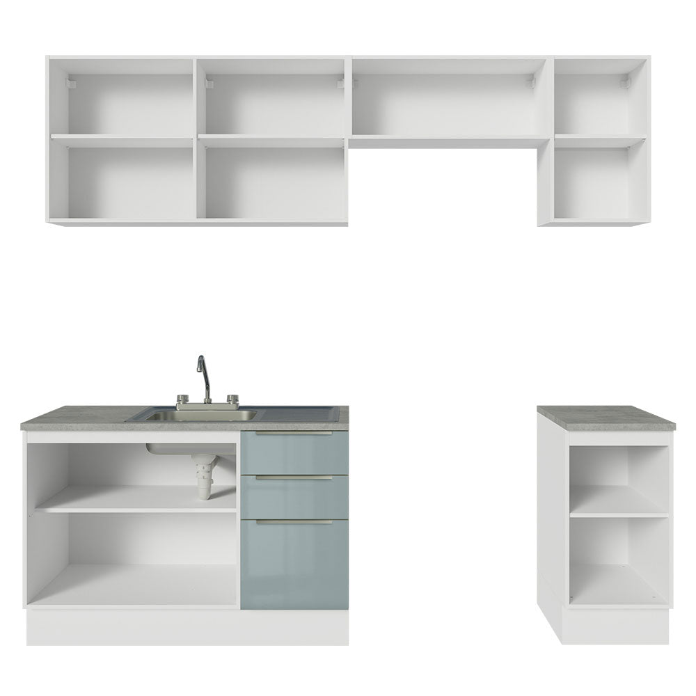 Cocina Integral con Accesorios 240cm Lux Blanco/Gris
