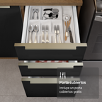 Cocina Integral 240 x 60 cm 6 Puertas 6 Cajones Con Mueble para Horno Marrón/Negro Lux Madesa 08
