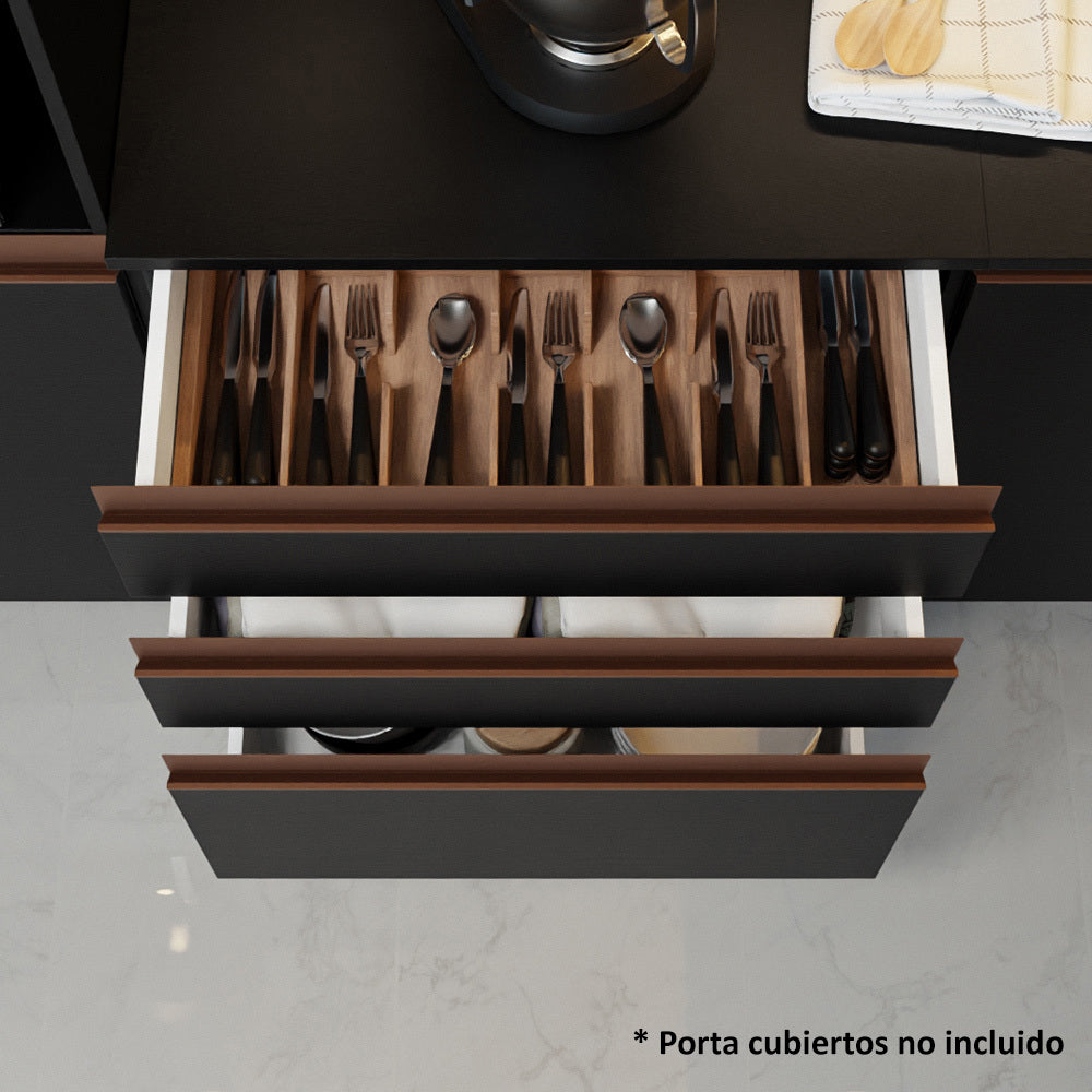 Cocina Compacta 180cm Negro Reims 02