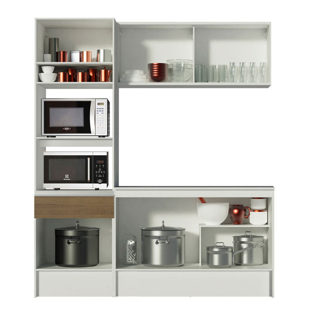 Cocina Compacta 180cm Blanco/Marrón Topazio 01