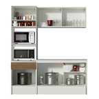 Cocina Compacta 180 cm Con Mueble para Horno Blanco/Marrón Topázio Madesa