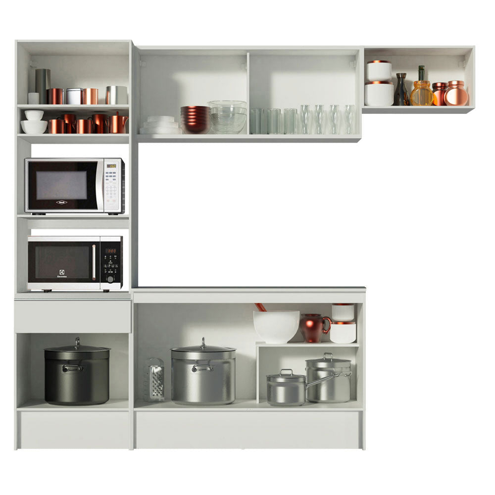 Cocina Integral 240 cm Con Mueble para Horno Blanco Topázio Madesa