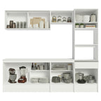 Cocina Integral 240 x 52 cm 8 Puertas 1 Cajón Con Mueble para Horno Blanco Topázio Madesa 05