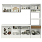 Cocina Integral 240 x 52 cm 8 Puertas 1 Cajón Con Mueble para Horno Blanco/Marrón Topázio Madesa 05