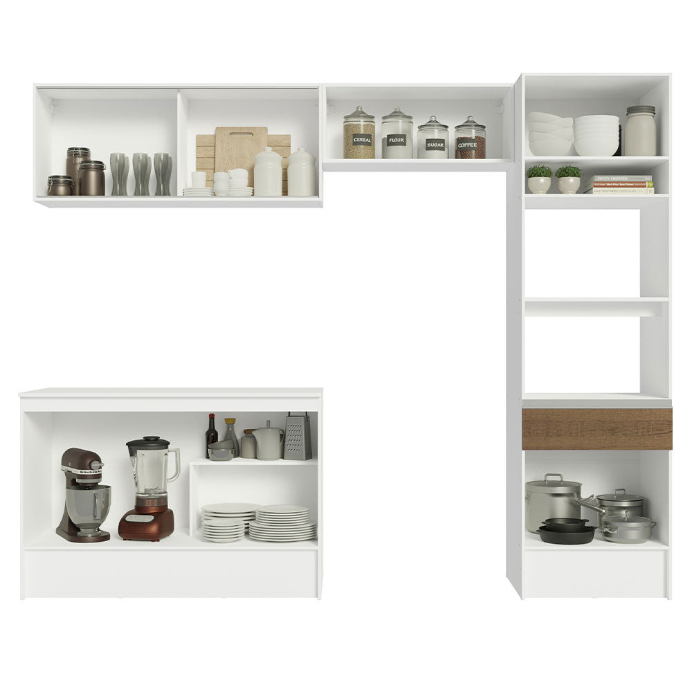 Cocina Integral 260cm Blanco/Marrón Topazio 01