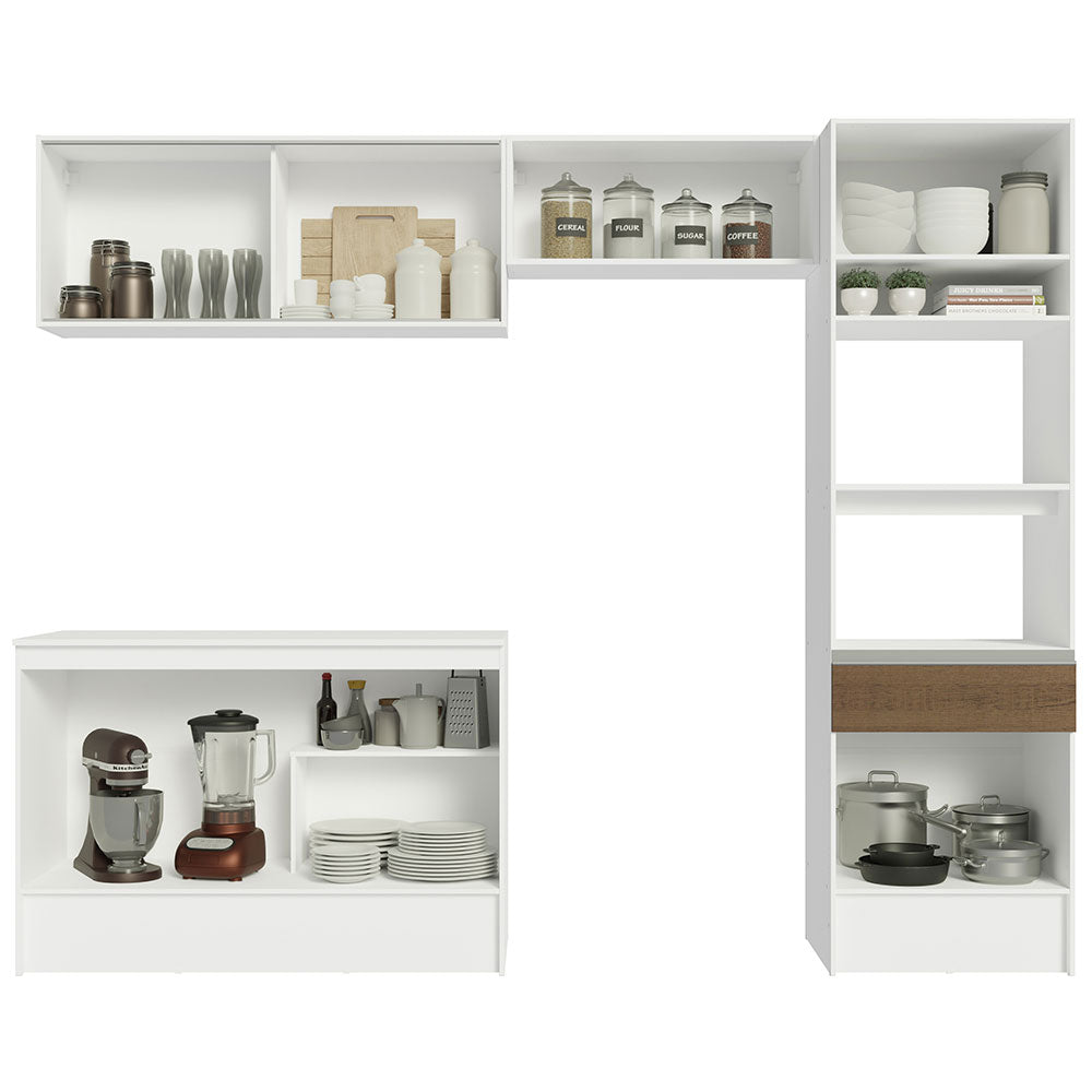 Cocina Integral 260 cm Con Mueble para Horno Blanco/Marrón Topázio Madesa