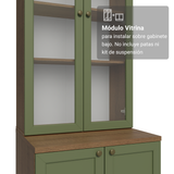 Combo Gabinete + Vitrina 70 cm Marrón/Verde Vik Madesa 02