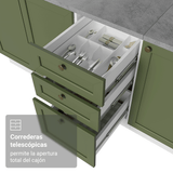 Cocina Integral 270 cm Blanco/Verde/Blanco Vik Madesa 01