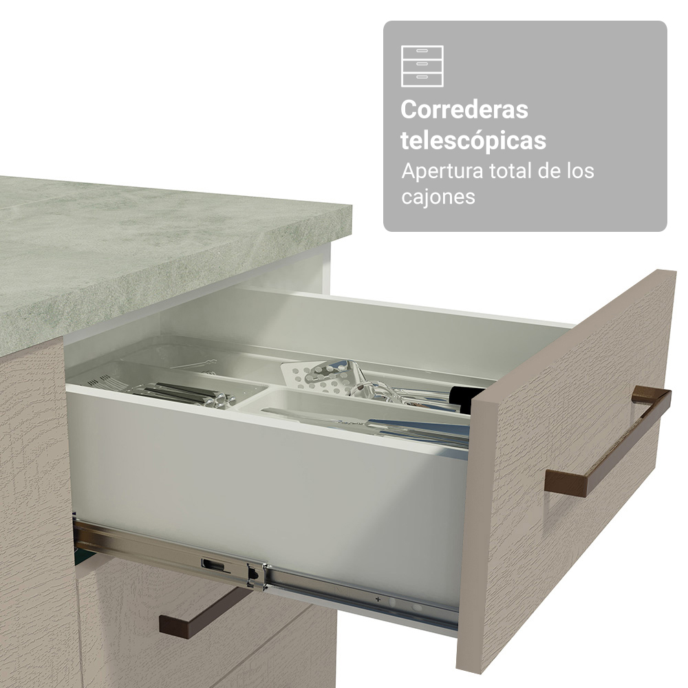 Kit Gabinete Bajo y Gabinete Superior para Baño 120 cm 3 Puertas 3 Cajones Blanco/Crema Agata Madesa