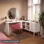 Tocador Esquinero 302 x 60 cm 3 Cajones Blanco Madesa